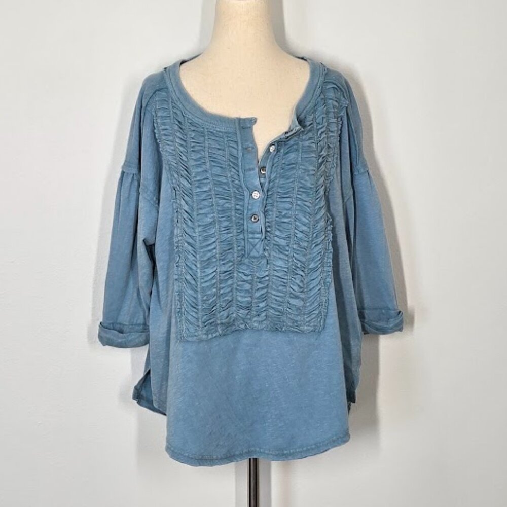 FREE EPOPLE WTF Blue Cotton Womens Top Size XS NEW
